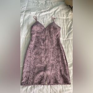 Haute Monde cat print pink zip up dress.